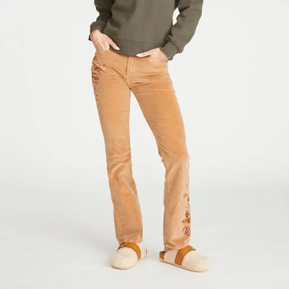 Driftwood Kelly Embroidered Bootcut Cord Pants in Falling Sunflower - Picture 4 of 10